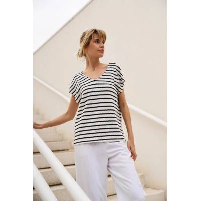 Moodo Бяла райета блуза Moodo Moodo | Cheren Byal | ЖЕНИ | XXL