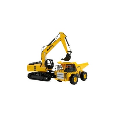 Amewi Sada 2 v 1 RC sklápěč dumper a RC pásový bagr, 9 kanálů, RTR v měřítku 1:24