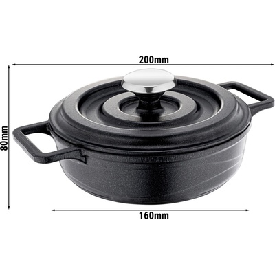 G.Gastro Pánev - tlakově litý hliník - 140 mm - Výška: 48 mm - Nepřilnavý povrch - se hliníkovým víkem - vhodné pro indukci, plyn, sklokeramiku, troubu - černá - D14159089