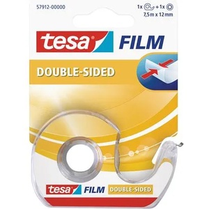 tesa Самозалепваща лента, двустранна, с диспенсер, 12 mm x 7, 5 m, TESA "Tesafilm" 57912-00000-02/-00000-01 (57912-00000-02/-00000-01)