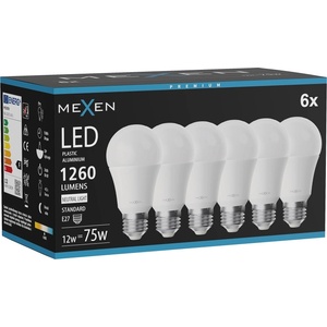 Mexen Nova 6x LED крушка E27, A60, 12W, Неутрална - 4000K, 1260 lm - L100-E27-1240-01x06 (L100-E27-1240-01x06)