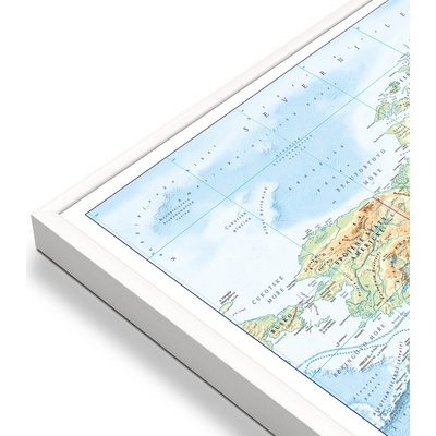 Excart Maps Svět - nástěnná zeměpisná mapa 196x138 cm (ČESKY) Varianta: mapa v hliníkovém rámu, Provedení: bílý rám