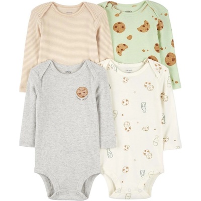 CARTER'S Body dlouhý rukáv Milk&Cookies neutral 4ks