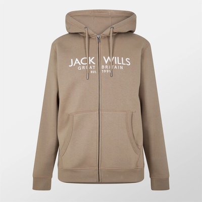 Jack Wills Мъжки суичър Jack Wills Pinebrook Graphic Zip Hoodie Mens - Fawn