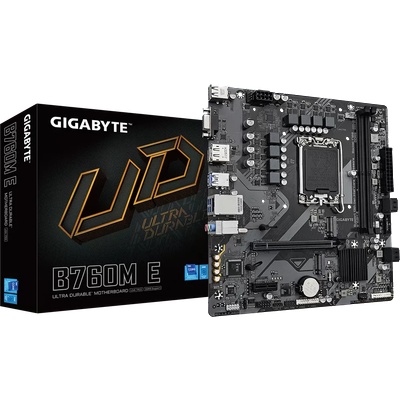 Дънна платка Gigabyte B760M E, B760, LGA1700, DDR5, PCI-E 4.0 (DP&HDMI&VGA), 2x M. 2, 4x SATA 6Gb/s, 4x USB 3.2 Gen 1, Micro ATX (B760M E)