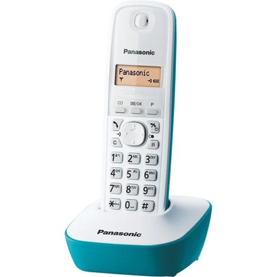 Panasonic Безжичен телефон Panasonic KX-TG1611, течнокристален черно-бял дисплей, син