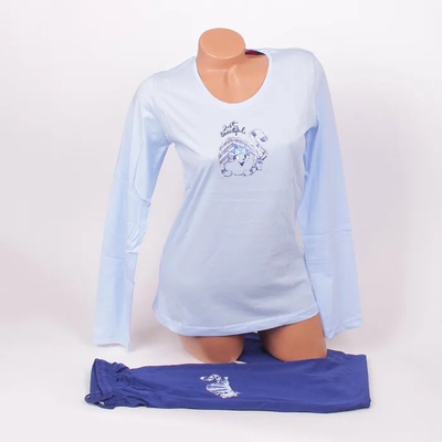 Памучна пижама в светло и тъмносиньо с коте