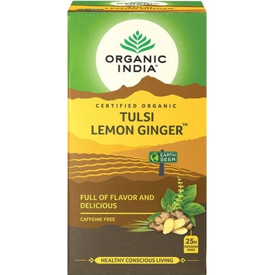 Organic India Tulsi s citrónem a zázvorem porcovaný čaj 25 sáčků