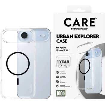 Panzer Гръб Care by PanzerGlass за iPhone 17 Air, Flagship Case Transparent Urban Explorer w. Black MagSafe