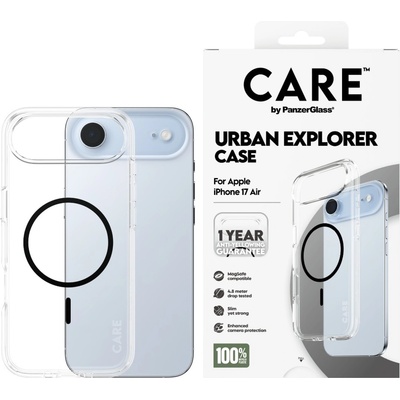 Panzer Гръб Care by PanzerGlass за iPhone 17 Air, Flagship Case Transparent Urban Explorer w. Black MagSafe