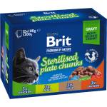 Brit Premium by Nature STERILISED PLATE CHUNKS 1200 g (12x100 g)-паучове за котки с различни вкусове