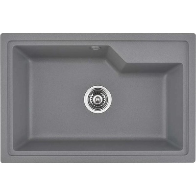 Inter Ceramic Кухненска мивка ICGS 8315 GRAY, Inter Ceramic, гранит, едно корито, със сифон, 45х22х68см (8315 GRAY)