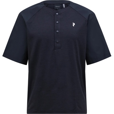 Peak Performance Мъжка фланелка с къс ръкав за колоездене Peak Performance Trail Snap Henley S/S Cycling jersey - Black (056-3871-0113)