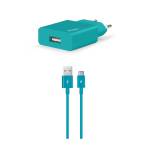 Ttec Зарядно 220V SmartCharger USB Travel Charger, 2.1A, incl. Type C Cable - Тюркоаз