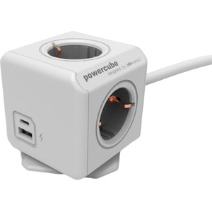 DesignNest Разклонител DesignNest - PowerCube Extended 10435, 4 гнезда, USB, 1.5 m, бял (10435-DEEUAC)
