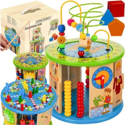 KRUZZEL Dřevěná edukační kostka 8v1 31x21,5x21,5cm 24670 – Zbozi.Blesk.cz