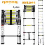 ROTOR Стълба алуминиева, телескопична, rotor kme1044, 150 кг товароносимост, 4.4 метра макс. дължина, 15 стъпала (kme1044)