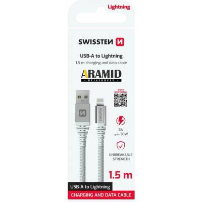 Swissten 71541012 Aramid USB / Lightning 1,5m bílý