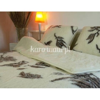 Kampol Vlněná souprava 220x200 2x50x60 vlněné prostěradlo Javorový list krémově hnědá Hřejivé ložní prádlo