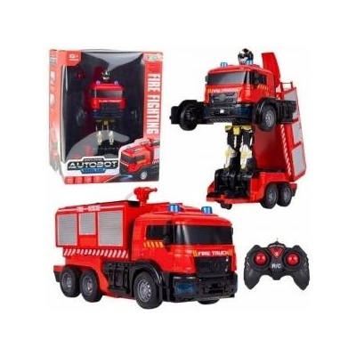 LeanToys Robot Car Fire Truck 2-in-1 Remote Controlled RC Lights Sounds Water