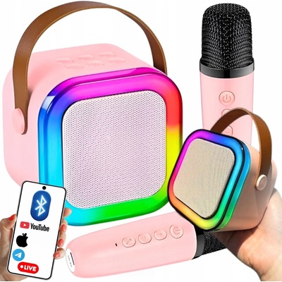 Karaoke sada Drobiazgarnia Bluetooth reproduktor růžový 2 mikrofony