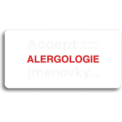 ACCEPT Piktogram ALERGOLOGIE - bílá tabulka - barevný tisk bez rámečku
