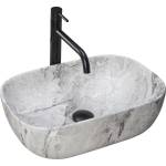 Rea REA-U3800 - Умивалник за плот LIVIA 33, 5x46, 5 cm керамика/сив/имитация на камък (RE0064)