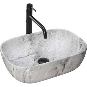 Rea REA-U3800 - Умивалник за плот LIVIA 33, 5x46, 5 cm керамика/сив/имитация на камък (RE0064)
