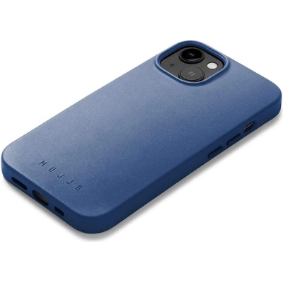 Mujjo Full Leather Case - премиум кожен (естествена кожа) кейс с MagSafe за iPhone 14 (син)