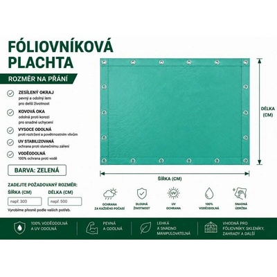 Flobal fóliovníková plachta 140 g/m² lemovaná s oky na míru