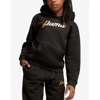 Image 1 of PUMA Essentials+ Script Metallic Hoodie Black