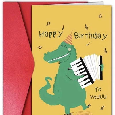 Přání bez textu Happy Birthday s motivem akordeonu
