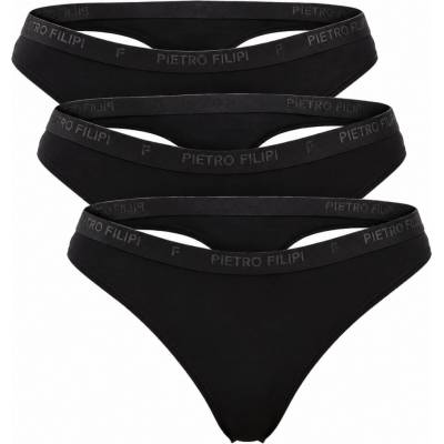 3PACK dámske tangá Pietro Filipi bambusové čierne (3PLTC1)