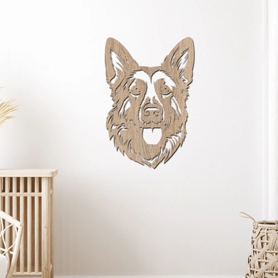 dřevo života Dřevěná dekorace NĚMECKÉHO OVČÁKA Rozměry (cm): 40x60, Zvolte barvu dekoru: Dub Sonoma