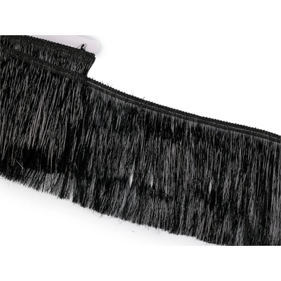 Třásně metalické husté šíře 15 cm, střední, 7 černá