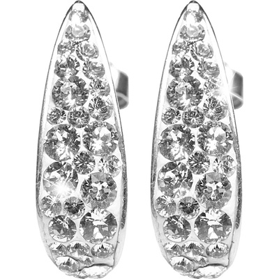 JSB bijoux s.r.o. Stříbrné náušnice kreole podlouhlé vyplněné krystaly Swarovski Crystal (Stříbro 925/1000)