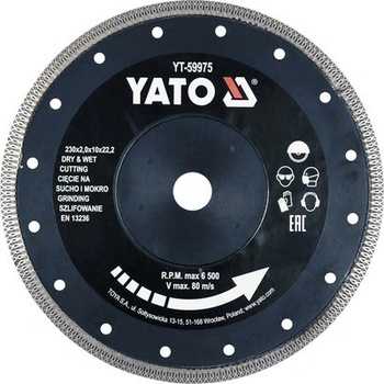 Yato Kotouč řezný diamantový 230 x 22,2 x 2 mm YT-59975