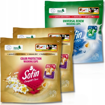 Sofin Kapsule na pranie tkanín Color White Vegan ochrana farieb mix 72 PD