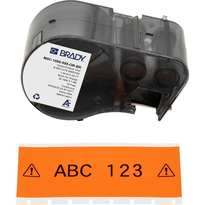 Brady M5C-1500-595-OR-BK / 170942, 38.10 mm x 7.62 m, Винил, черен печат / оранжев фон (170942)