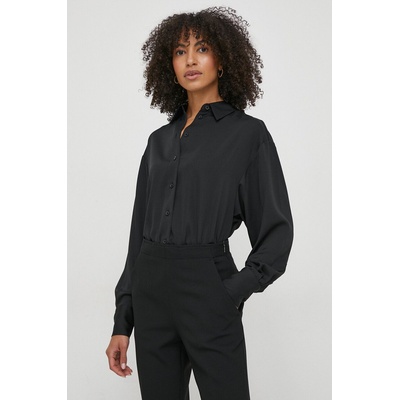 Calvin Klein Риза Calvin Klein дамска в черно със свободна кройка с класическа яка K20K206777 (K20K206777)