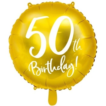 Party Deco Фолиев Балон с Надпис "50th Birthday", Златен