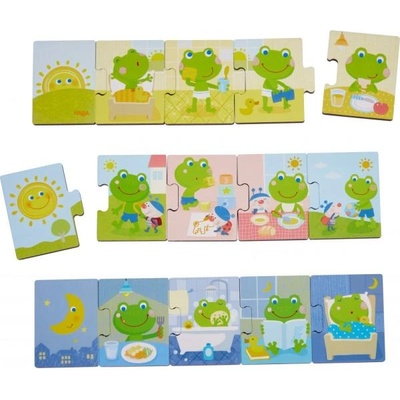 HABA Дървен пъзел за учене и съчетаване Дневни дейности 15 бр