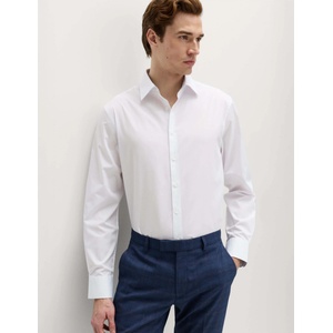 Marks & Spencer Риза класически крой с памучна смес с безгладко покритие Marks & Spencer бяло Marks & Spencer | Byal | МЪЖЕ | 15.5