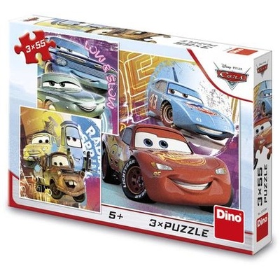 Dino Пъзел Dino Cars Friends, 3x55 части, 13x19cm, 5+, Многоцветен (8590878335394) (8590878335394)