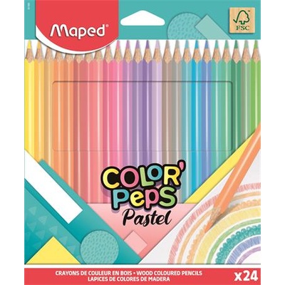 Maped Комплект цветни моливи, триъгълен, MAPED "ColorPeps Pastel", 24 различни пастелни цвята 831880FC (831880FC)