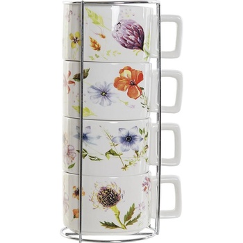 Item international Комплект чаши за кафе с цветя и метална стойка, доломит (1916)