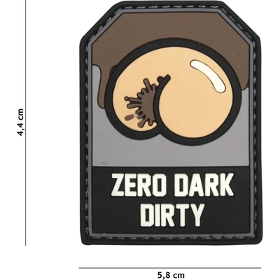 Gumová nášivka 101 Inc nápis Zero Dark Dirty - hnedá