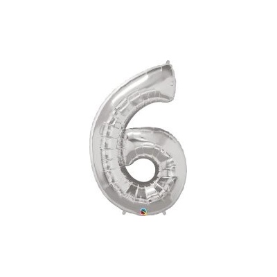 Qualatex ČÍSLICE Q STŘÍBRNÁ 6 86cm,34