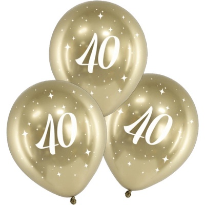 PartyDeco Balonky latex číslo 40 chromově zlaté 30 cm