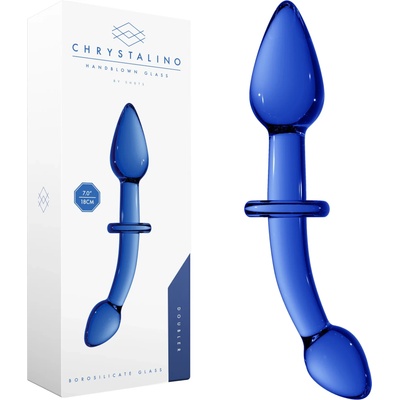 Стъклено дилдо с два стимулиращи края, 18см. - Chrystalino Doubler (SHOTS01212)